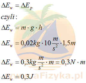 zasadę zachowania energii i obliczymy zmianę energii wewnętrznej