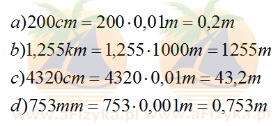 długości wyraź w metrach