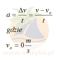 Z wykresu v(t) można wyznaczyć wartość przyspieszenia