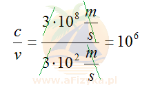 Obliczamy o ile rzędów wielkości szybkość światła