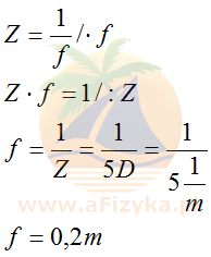 Skorzystamy ze wzoru na zdolność skupiającą soczewki