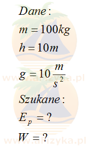 Oblicz energię potencjalna bijaka kafara o masie 100 kg