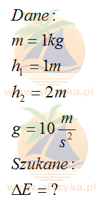 Wazon o masie 1 kg przestawiono ze stołu o wysokości 1 m na szafkę