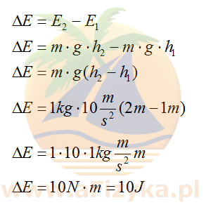 Zmiana energii potencjalnej ciężkości równa jest różnicy tej energii