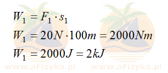 Obliczamy wartość pracy dla I przypadku