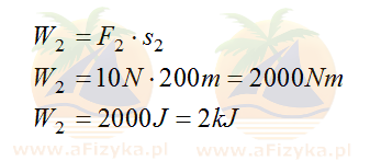 Obliczamy wartość pracy dla II przypadku