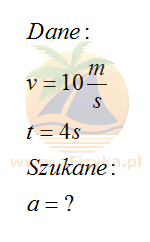 Obliczamy wartość przyspieszenia zawodnika