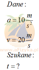 po jakim czasie moneta uzyskała by szybkość 20m/s
