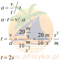 po przekształceniu obliczymy szukany czas