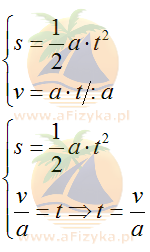 ze wzoru na drogę w ruchu jednostajnie przyspieszonym