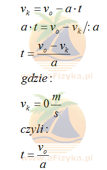 zależność na drogę hamowania