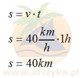 Obliczamy drogę, korzystając ze wzoru na drogę w ruchu jednostajnym