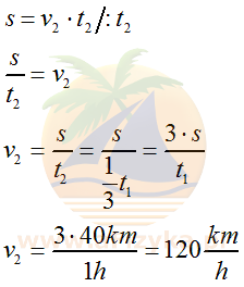 Obliczając szybkość, skorzystamy ze wzoru na drogę w ruchu jednostajnym prostoliniowym