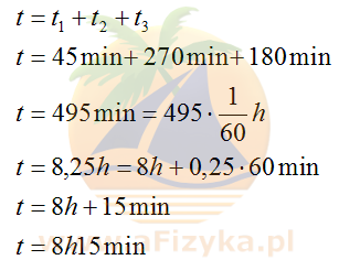 szukany czas, który jest równy sumie czasów