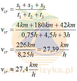 wzór na średnią szybkość na całej trasie