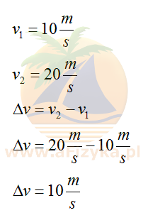 obliczymy przyrost prędkości