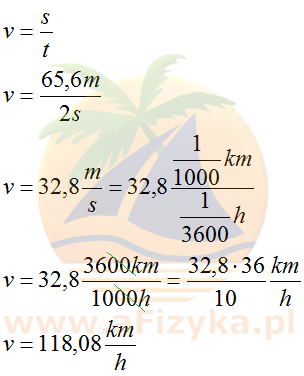 ze wzoru na szybkość w ruchu jednostajnym prostoliniowym