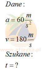 po jakim czasie od startu rakieta osiągnie szybkość 180m/s