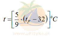 Wzór na przeliczanie temperatury ze skali Fahrenheita na skalę Celsjusza