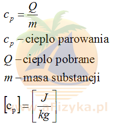 Wzór na ciepło parowania