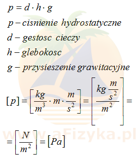 wzór na ciśnienie hydrostatyczne klasa 7