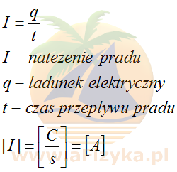 Wzór na natężenie prądu elektrycznego