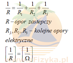 Wzór na odwrotność oporu zastępczego połączenia równoległego odbiorników energii elektrycznej