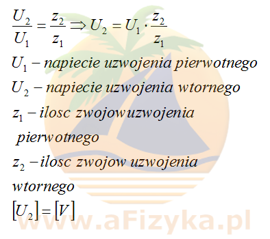 Wzór na przekładnię transformatora dla napięcia