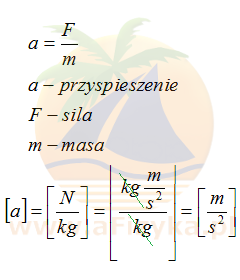 wzór na przyspieszenie druga zasada dynamiki Newtona