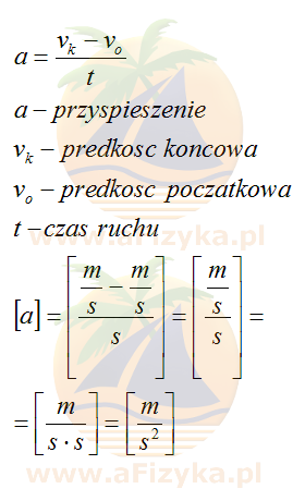 wzór na przyspieszenie w ruchu prostoliniowym jednostajnie przyspieszonym