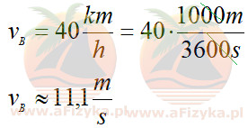 Zamieniamy podaną prędkość żarłacza km/h na m/s