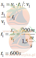 Obliczamy, w jakim czasie przebył pierwsze 900 m