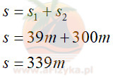 Całkowita droga przebyta przez samochód wynosi
