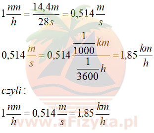 przeliczenia jednostek mil morskich na godzinę