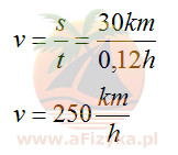 Średnią prędkość obliczymy z ilorazu przebytej drogi i czasu