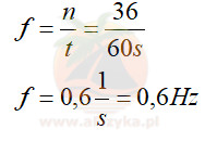 częstotliwość skorzystamy ze wzoru
