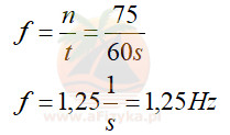 skorzystamy ze wzoru na częstotliwość