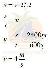 Szukana wartość prędkości rowerzysty wynosi 4 m/s