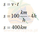 Samochód jedzie autostradą ze stałą prędkością 100 km/h. Jaką drogę pokona w czasie 4 h