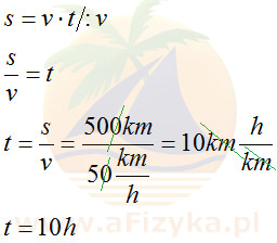 Okręt płynie ze stałą prędkością 50 km/h. W jakim czasie pokona drogę 500 km