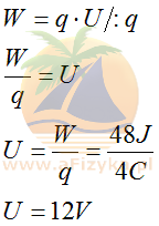 ze wzoru na pracę w polu elektrycznym